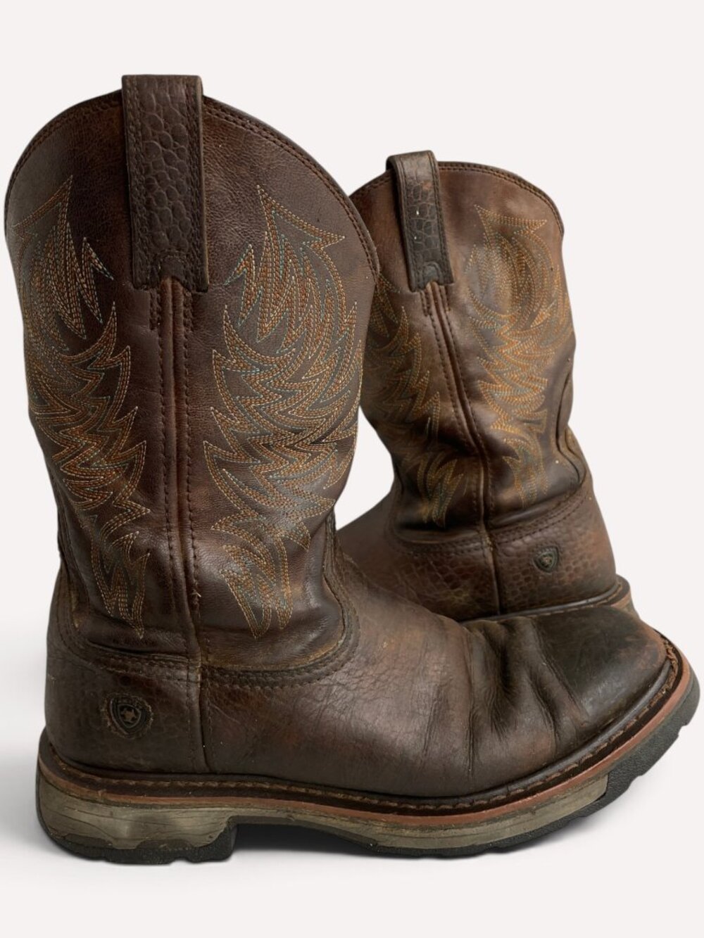 Ariat Work Brown Leather Square Toe Western Cowboy Work Boots Men's 10.5 D